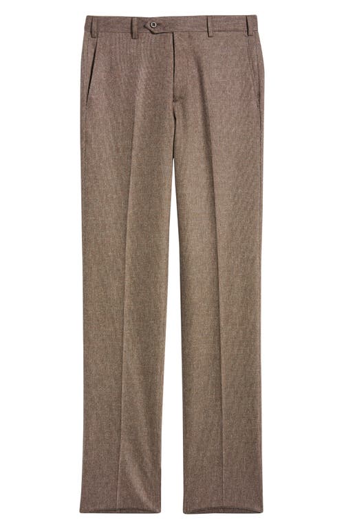 Zanella Devon Flat Front Stretch Wool & Cashmere Dress Pants In Brown