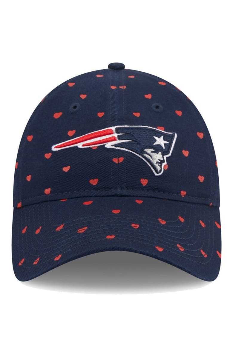 New Era Girls Preschool New Era Navy New England Patriots Hearts 9TWENTY Adjustable Hat, Alternate, color,