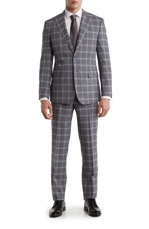 Trim Fit Windowpane Wool Blend Suit