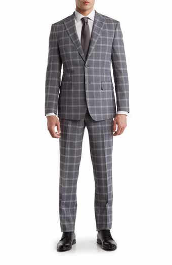 English Laundry Trim Fit Windowpane Wool Blend Suit