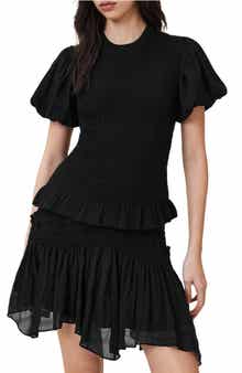 AllSaints Dael Smocked Puff Sleeve Top