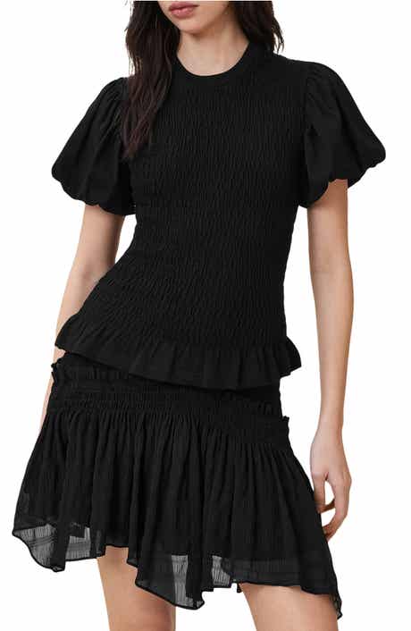 AllSaints Dael Smocked Puff Sleeve Top