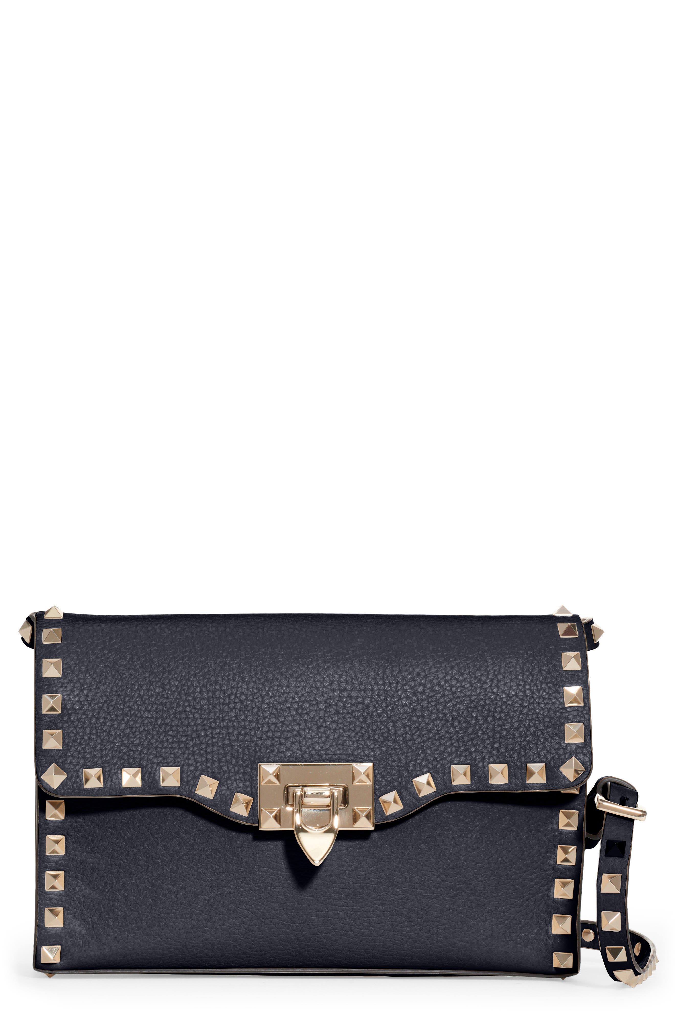 Valentino Garavani Small Rockstud Leather Shoulder Bag, Main, color, 