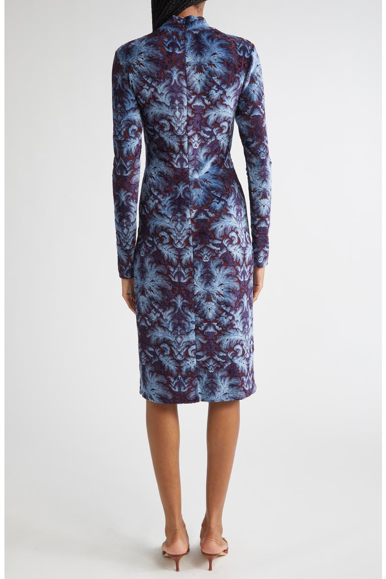 Paisley Burnout Long Sleeve Jersey Dress, Alternate, color, MULTICOLOR BLUE BASE