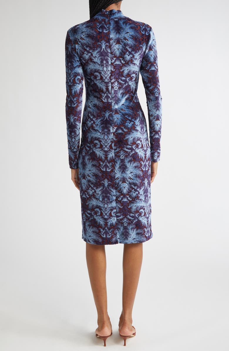 Etro Paisley Burnout Long Sleeve Jersey Dress, Alternate, color, Multicolor Blue Base