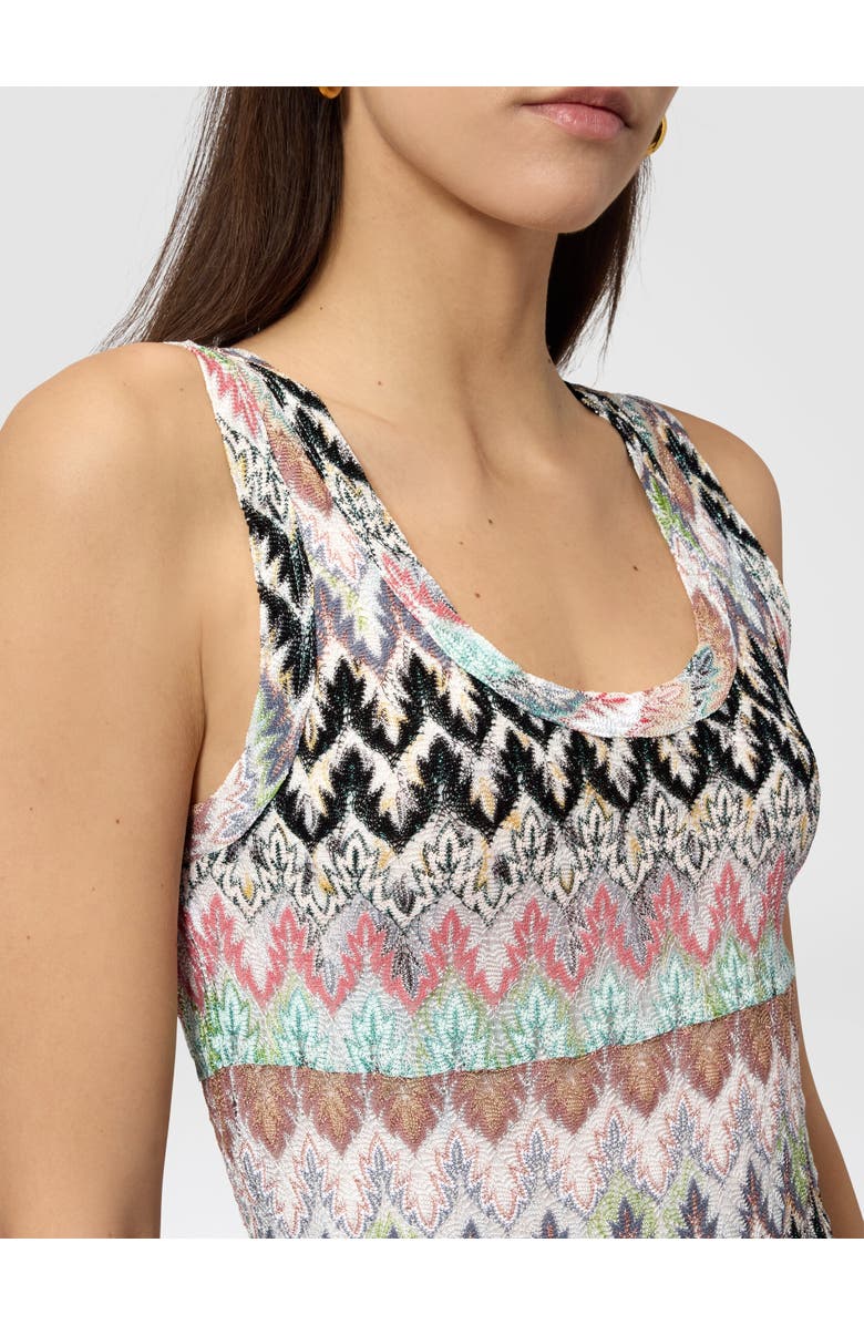 Missoni Viscose And Cotton Lamé Gown With Lace Motif, Alternate, color, Green& Brown