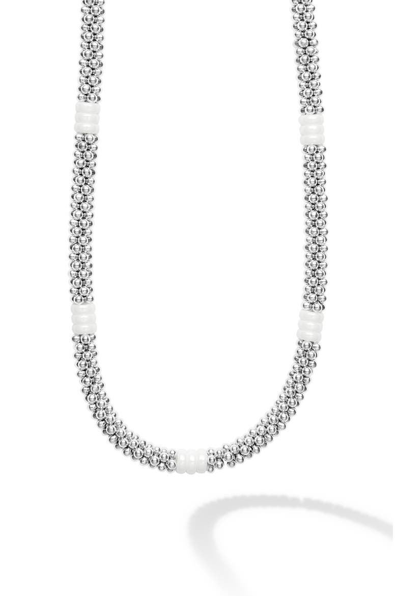 White Caviar Ceramic Collar Necklace, Alternate, color, WHITE