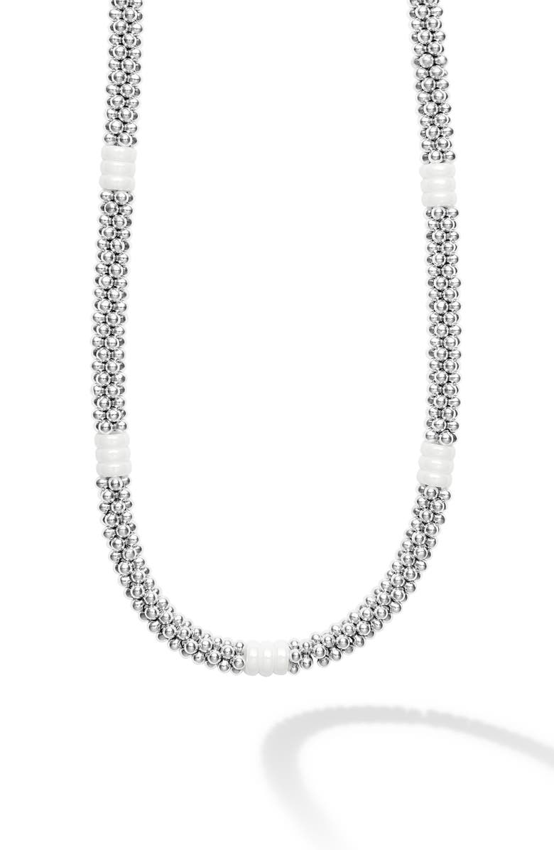 LAGOS White Caviar Ceramic Collar Necklace, Alternate, color, 