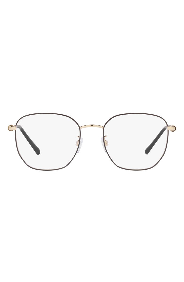 Emporio Armani 53mm Square Optical Glasses, Main, color, Gold / Black / Demo Lens