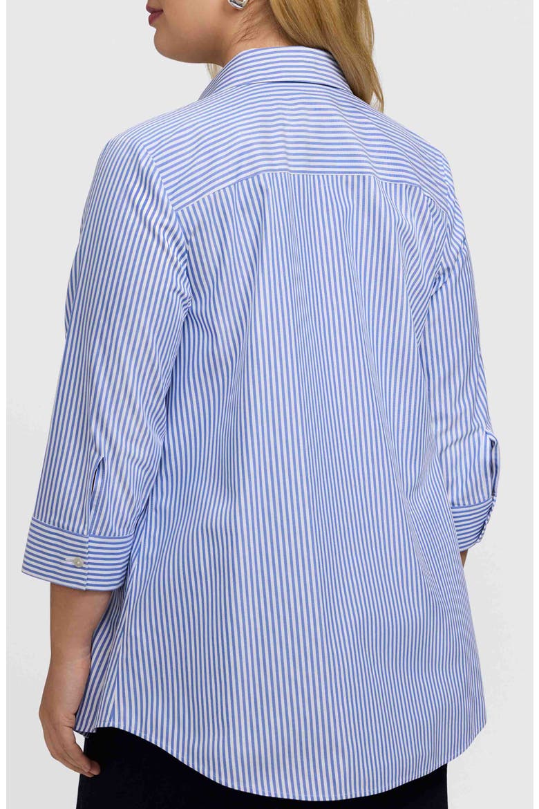 Cici Stripe Cotton Tunic Blouse, Alternate, color, POWDER BLUE/ WHITE