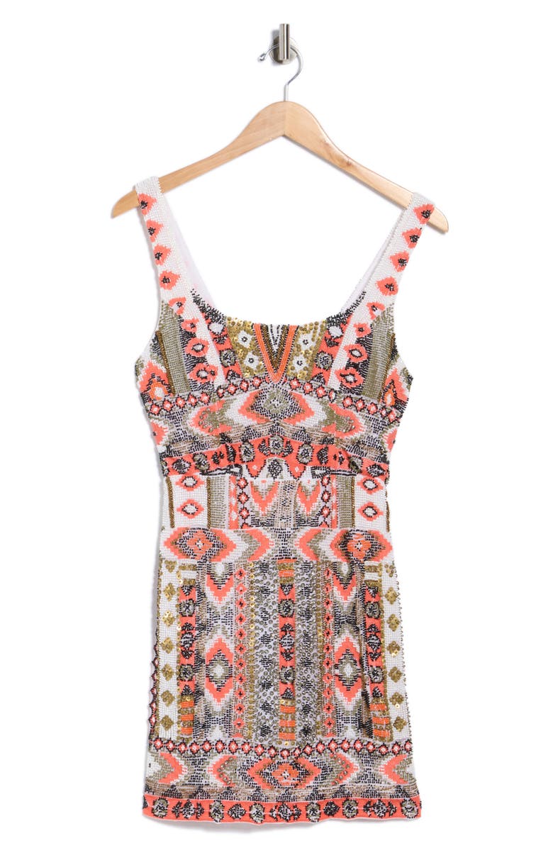 L'AGENCE Inori Beaded Minidress, Alternate, color, Coral Multi