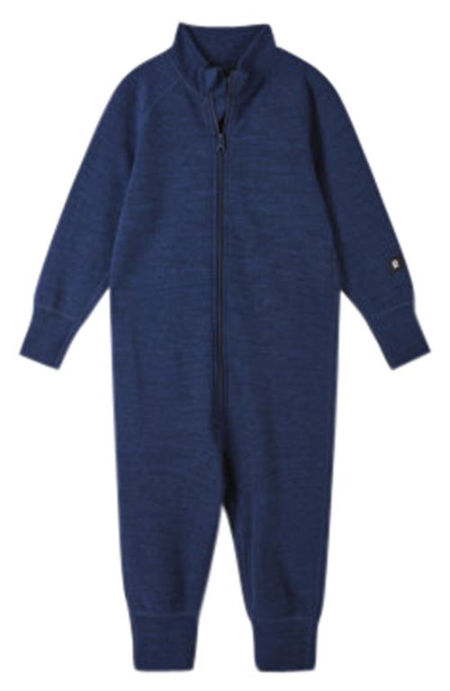 Reima Parvin Space Dye Wool Blend Waterproof Sweater Romper in Navy 