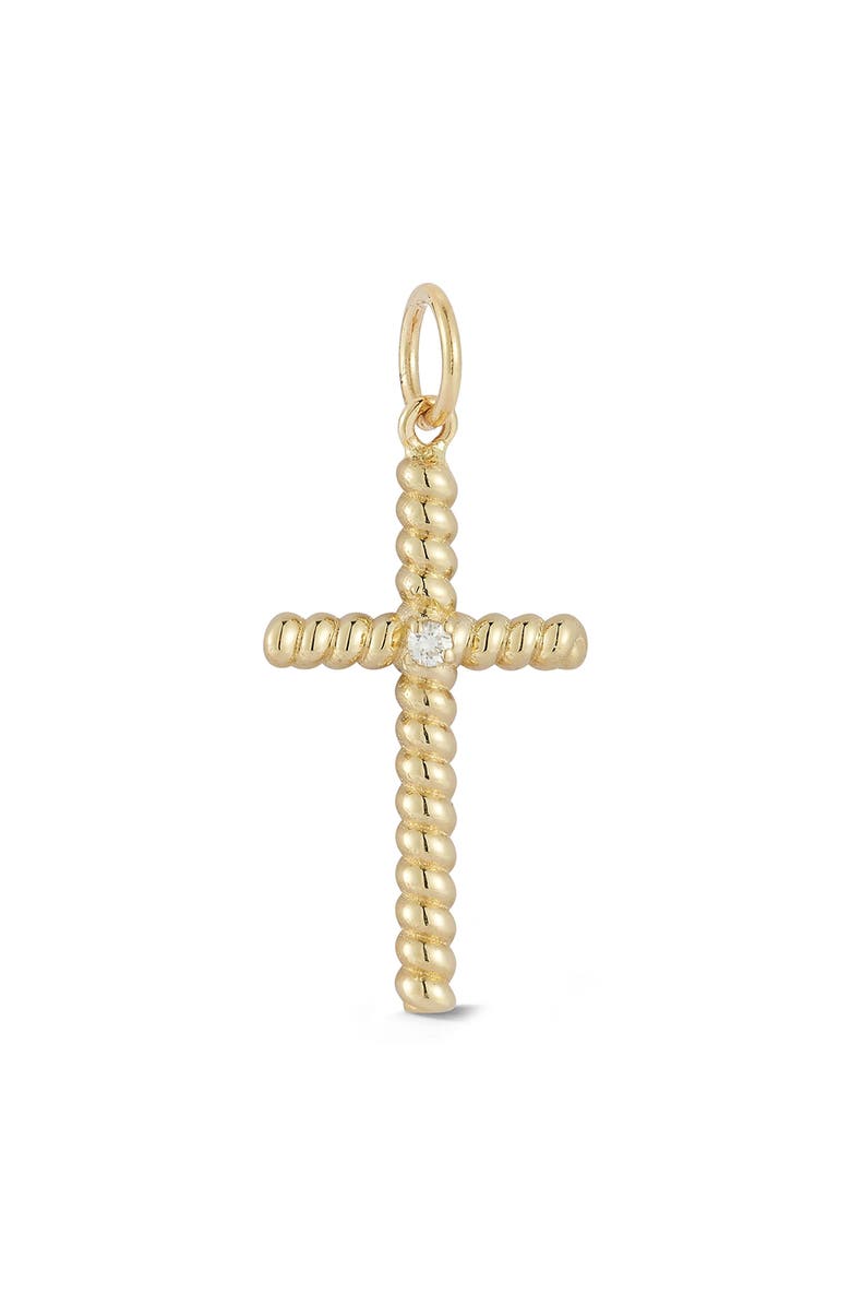 Ember Fine Jewelry 14k Gold Diamond Cross Charm, Main, color, Gold