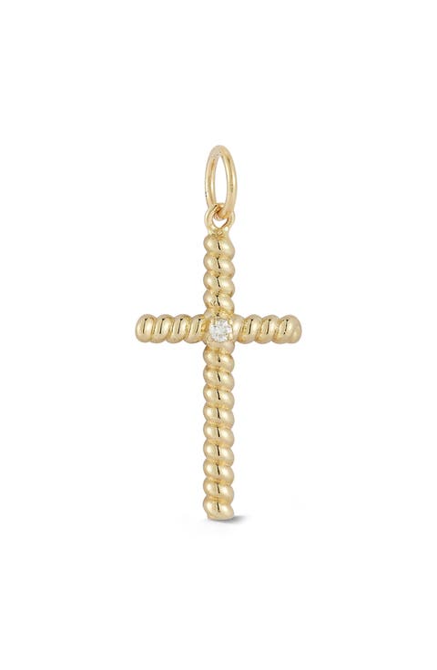 14k Gold Diamond Cross Charm