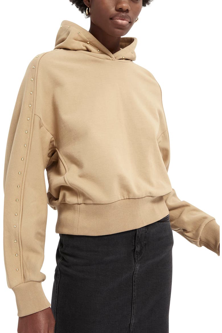 Studded Oversize Hoodie, Main, color, SAND