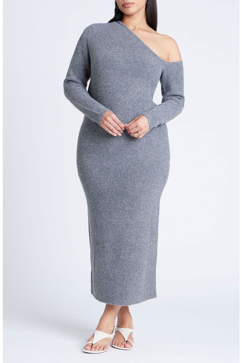 Off Shoulder Sweater Dress, Main, color, GREY