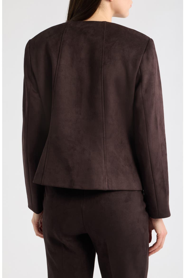 Kissing Front Scuba Faux Suede Jacket, Alternate, color, DEEP MAHOGANY