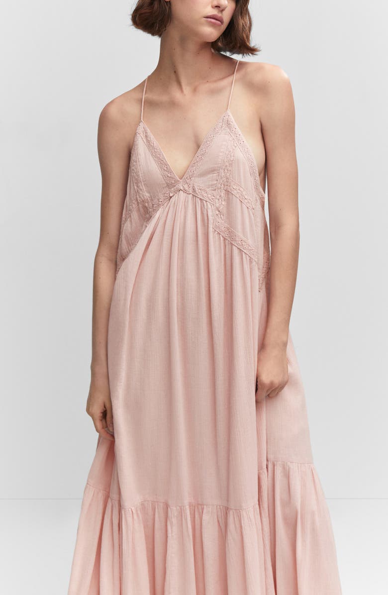 MANGO Lace Trim Maxi Dress, Alternate, color, 