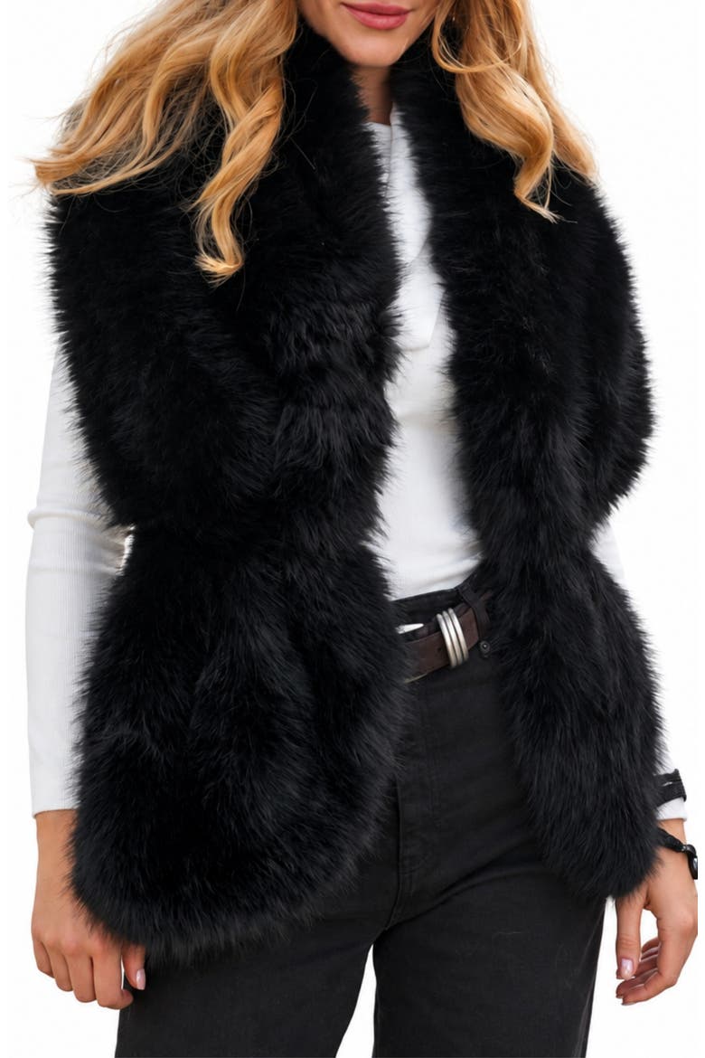 Faux Fur Shawl Wrap, Main, color, BLACK