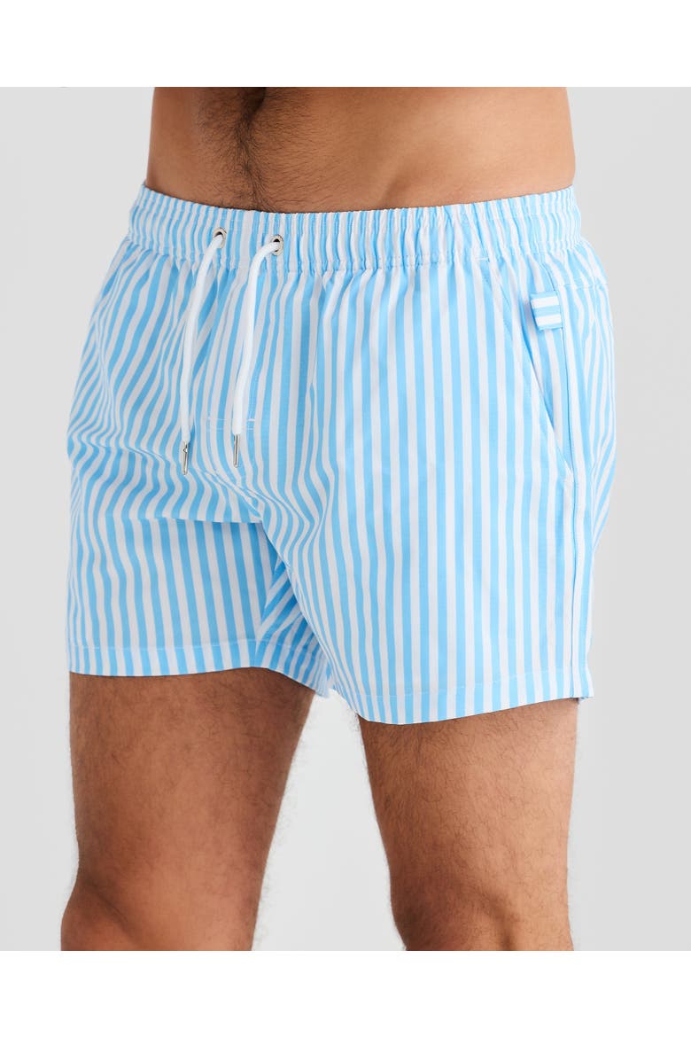 Monte Carlo Stretch Swim Short, Alternate, color, White & Blue Pin Stripe