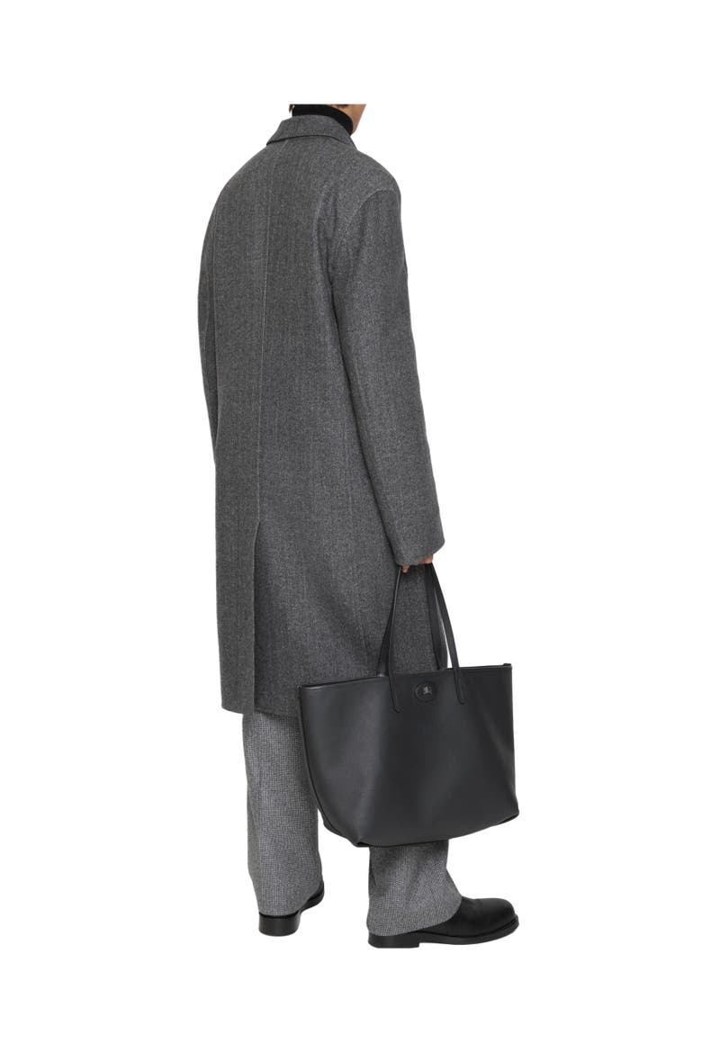Herringbone Wool Tailored Coat, Alternate, color, Lead grey melange