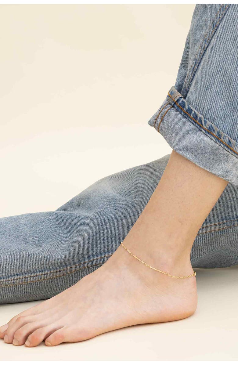 Oradina 14K Yellow Gold All You Need Anklet, Alternate, color, Yellow Gold