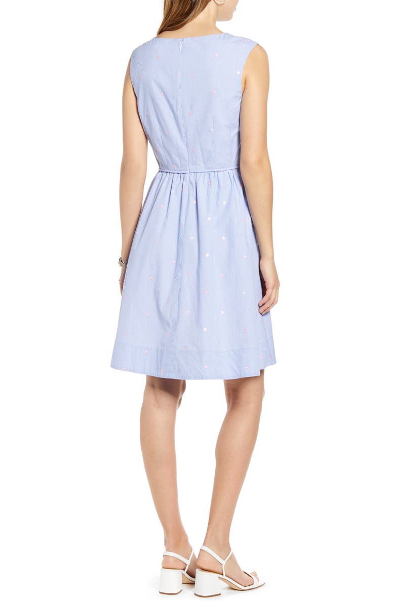 1901 Pinstripe Embroidered Sleeveless Cotton Poplin Dress, Alternate, color, 