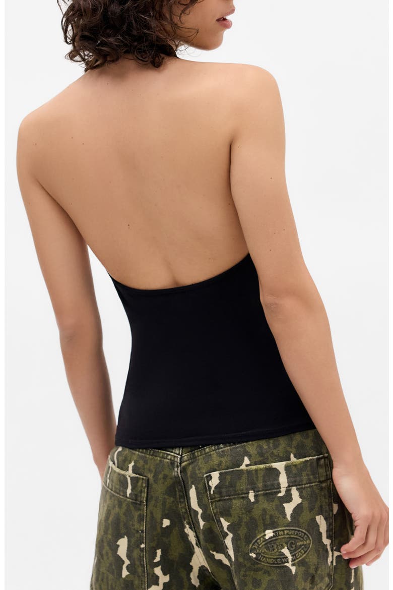 Coyote Open Back Halter Top, Alternate, color, BLACK