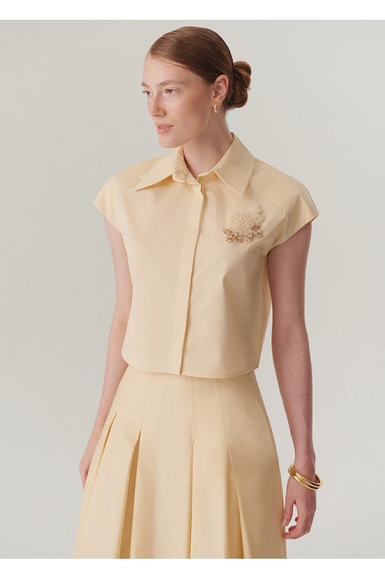 Hallie Embroidered Shirt, Alternate, color, LIGHT YELLOW