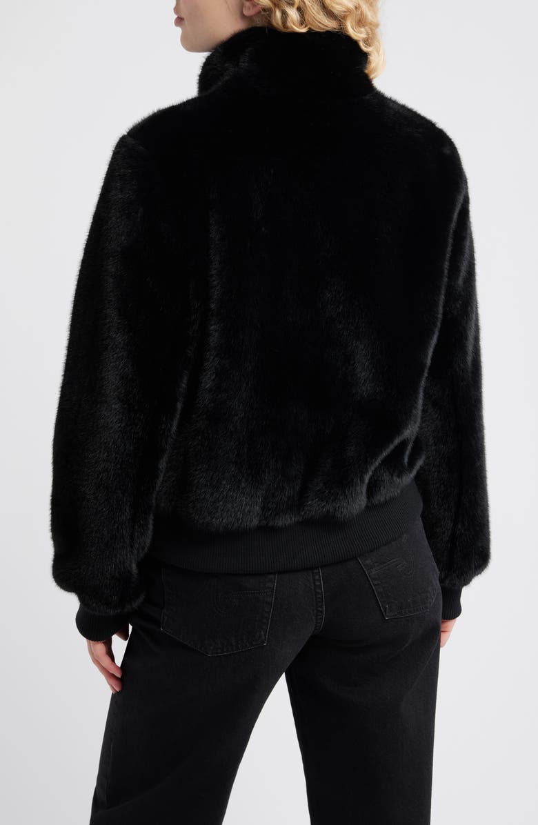 BCBG Faux Mink Bomber Jacket, Alternate, color, Black