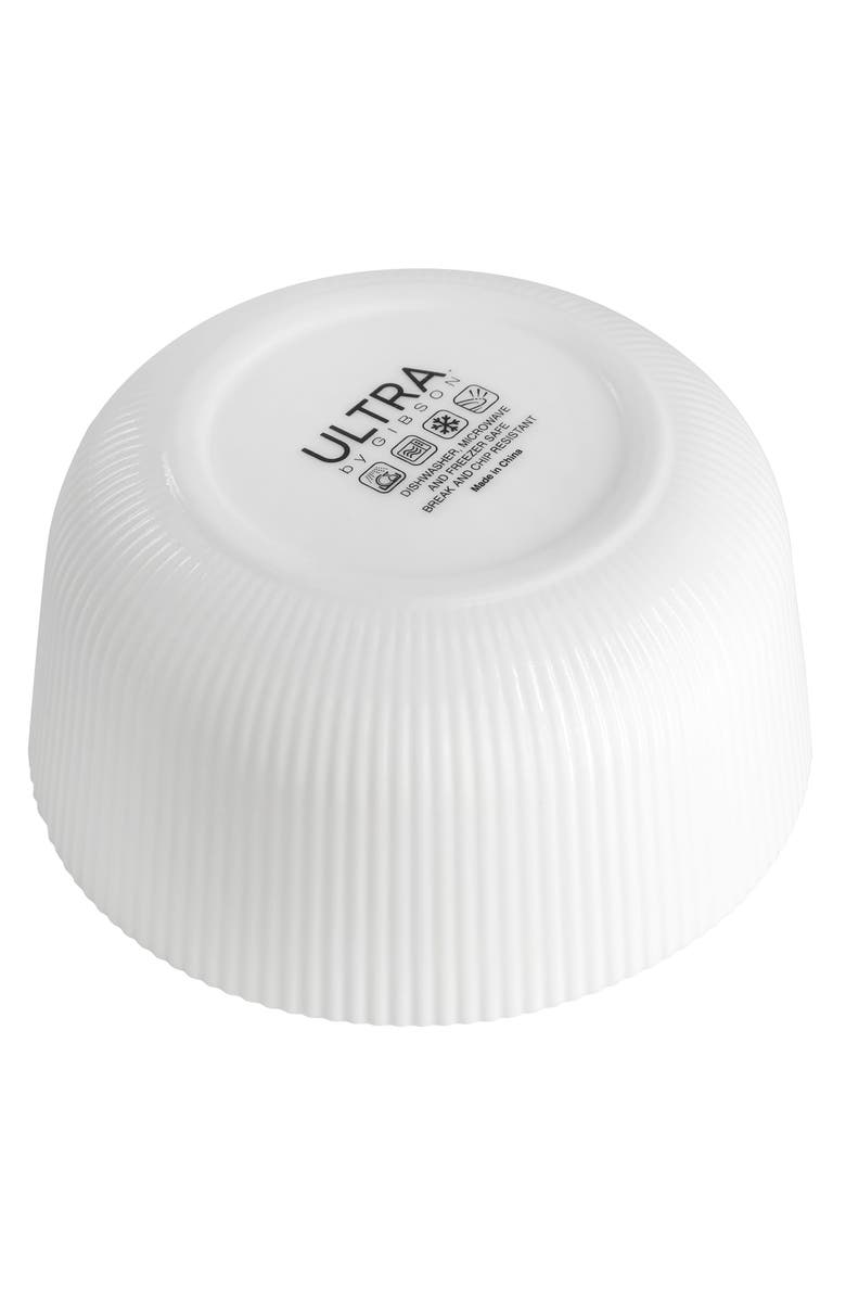 Gibson Ultra Swanton Stripe 12 Piece Break-Resistant Opal Glass Dinnerware Set, Alternate, color, White