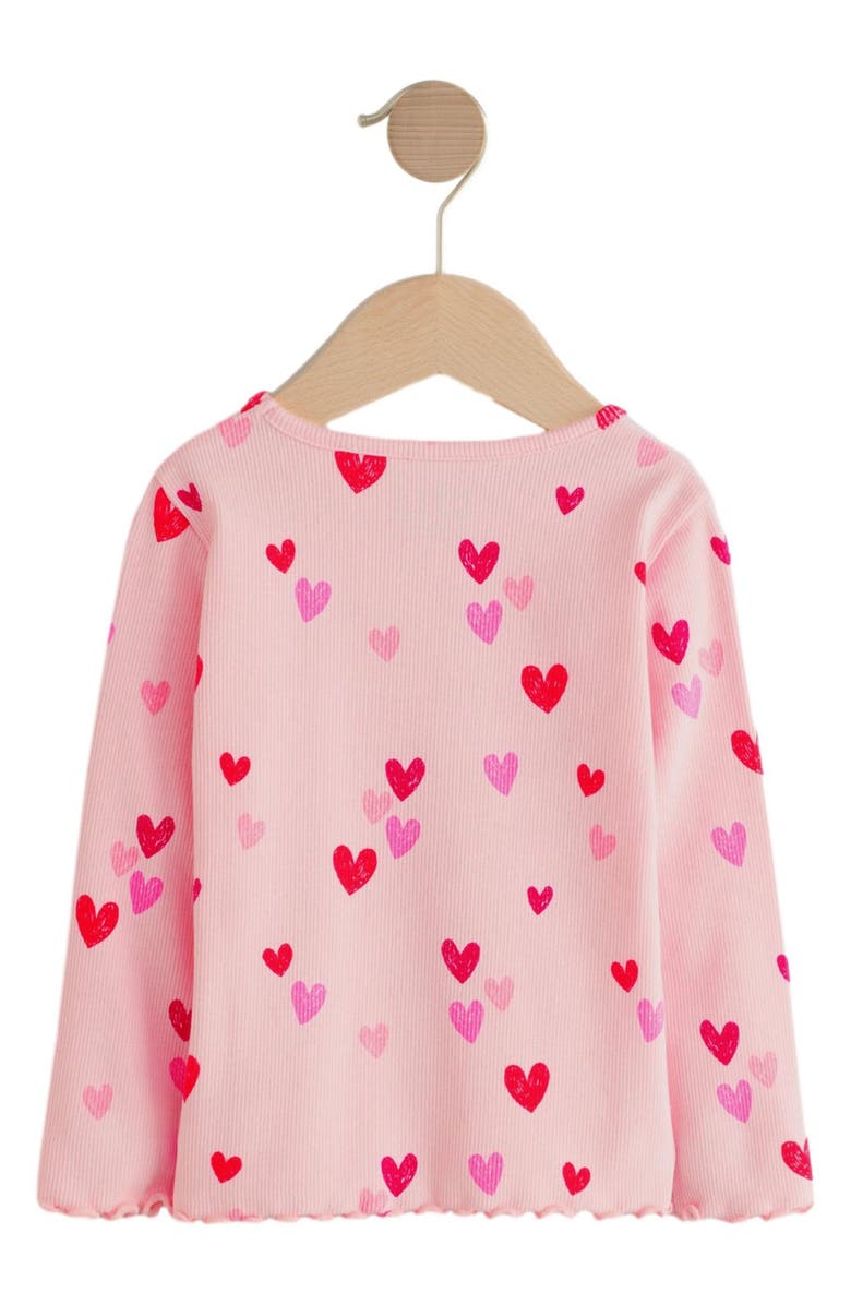 NEXT Kids' Heart Graphic Ribbed T-Shirt, Alternate, color, Pink