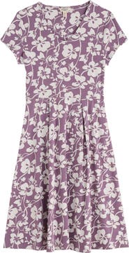 Seasalt Cornwall Pier View Floral Print Flare Stretch Organic Cotton Dress