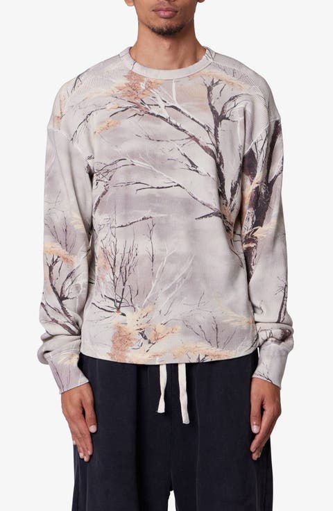 Camo Print Oversize Cotton Thermal T-shirt