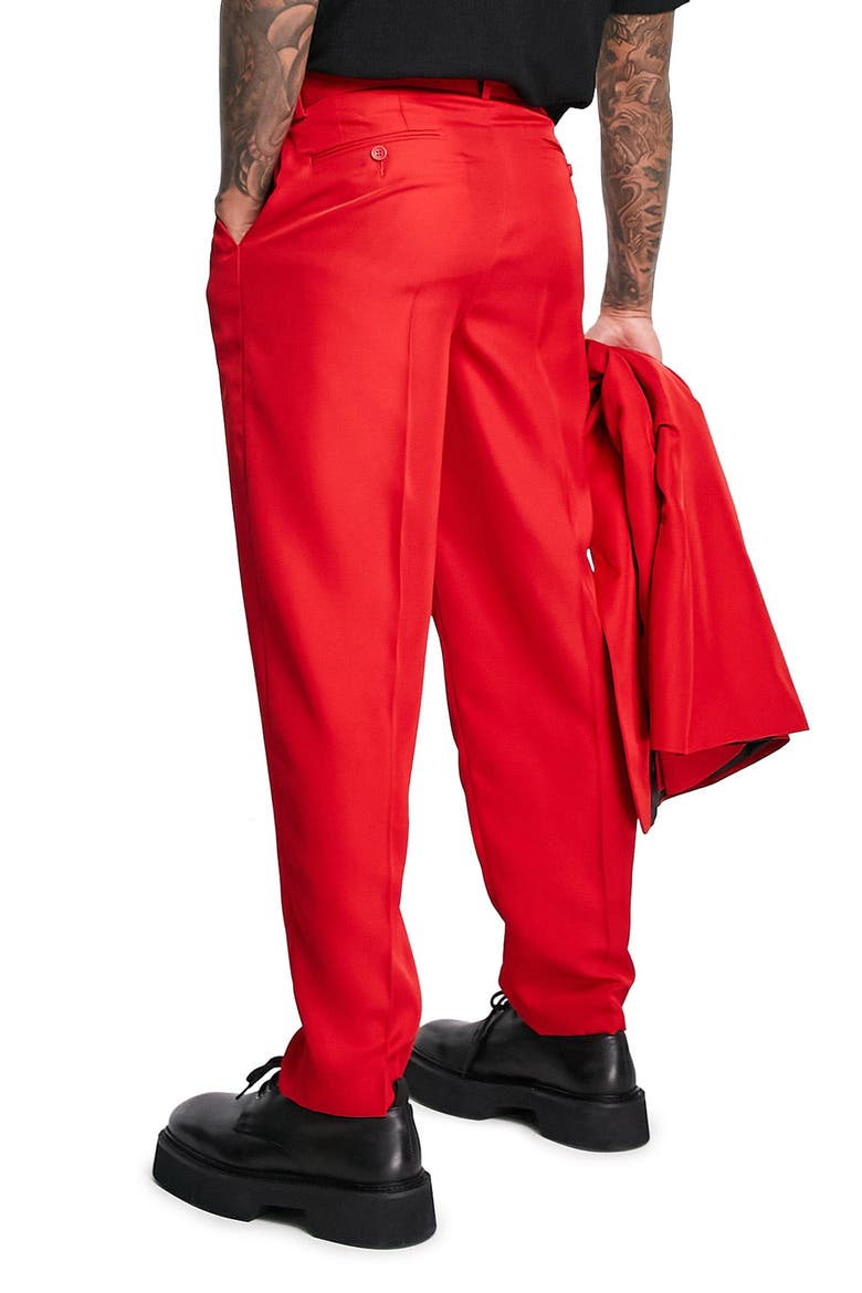 Oversize Tapered Suit Trousers, Alternate, color, RED