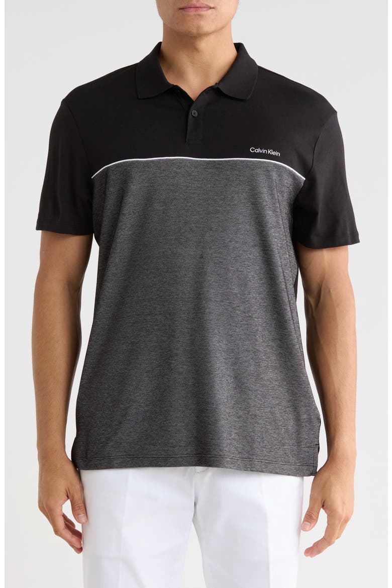 Colorblock Short Sleeve Polo, Main, color, BLACK COMBO