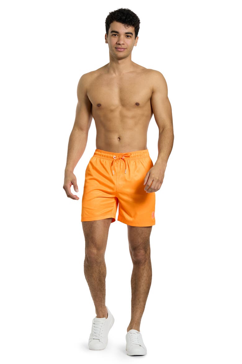 Neon Vivid Orange Swim Trunks, Alternate, color, ORANGE
