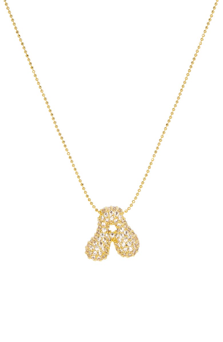 MARLYN SCHIFF Pavé Bubble Initial Pendant Necklace, Main, color, Gold A
