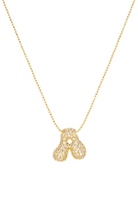 Pavé Bubble Initial Pendant Necklace