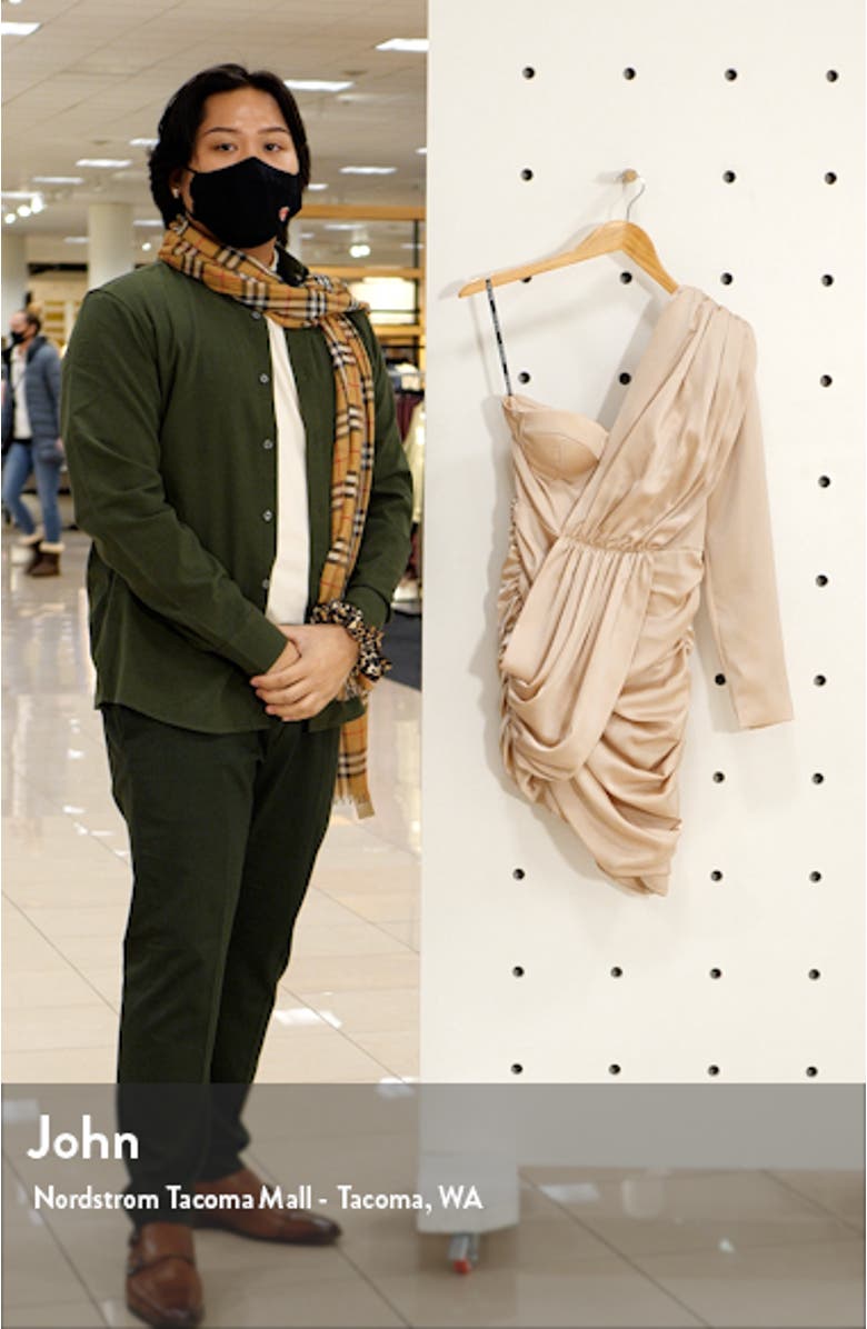 Asymmetrical One-Shoulder Draped Minidress, sales video thumbnail