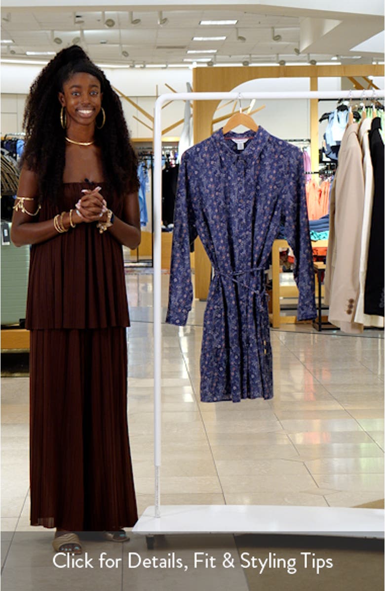 Blue Sea Flora Long Sleeve Cotton Shirtdress, sales video thumbnail