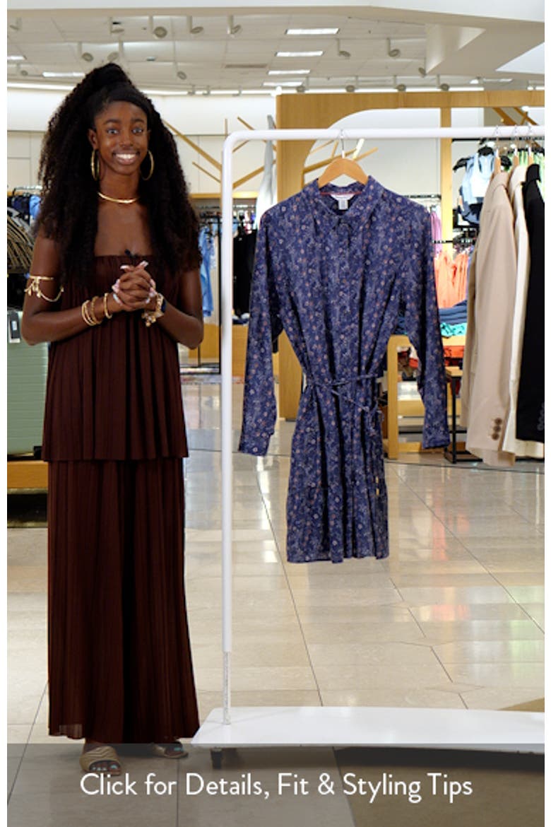 Blue Sea Flora Long Sleeve Cotton Shirtdress video