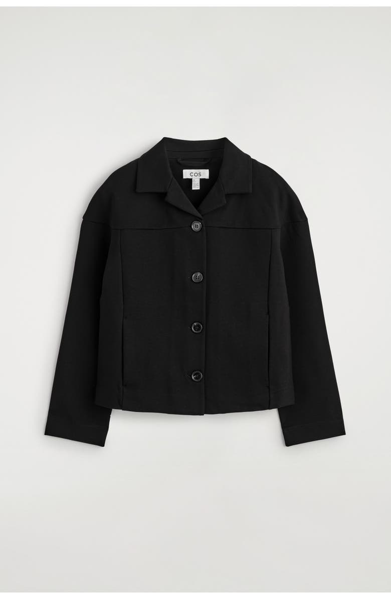 COS Boxy Jersey Jacket, Alternate, color, Black