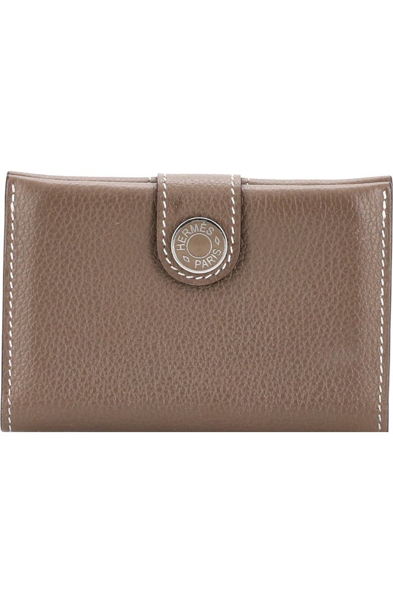 Pre-Owned Hermes R.M.S Card Holder Leather, Main, color, Etoupe