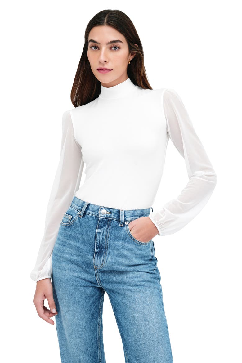 Liv Mesh Sleeve Jersey Top, Alternate, color, OFF WHITE