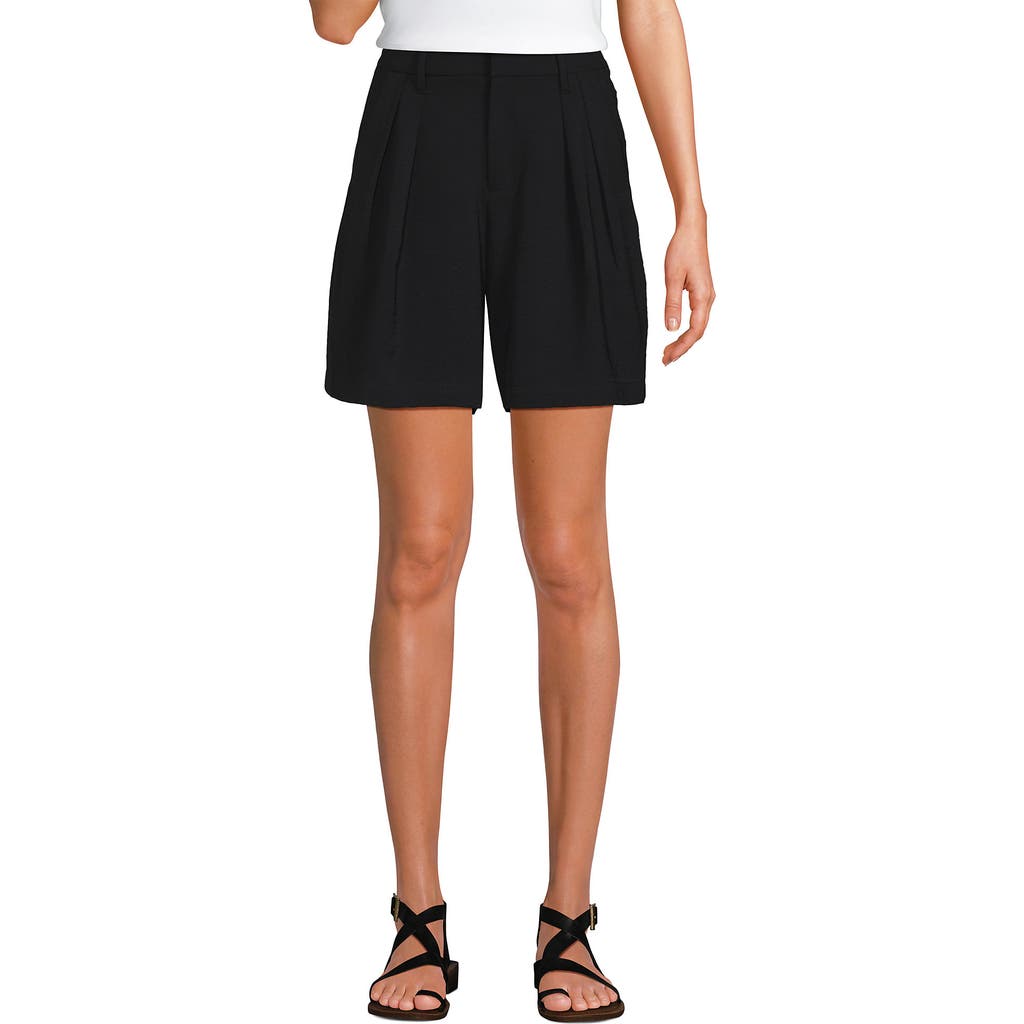 Lands' End Creaseless High Rise 7" Shorts In Black