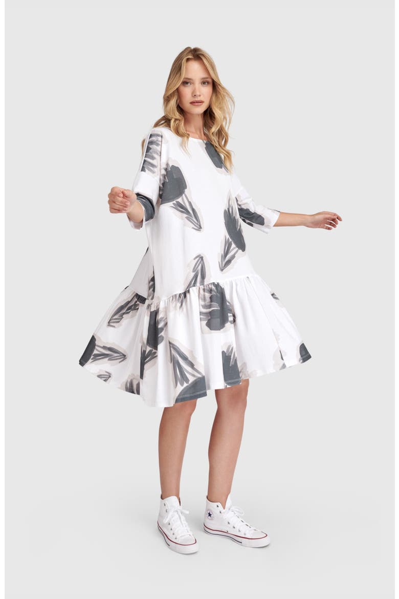 Feather Flounce Mini Dress, Alternate, color, Cloud