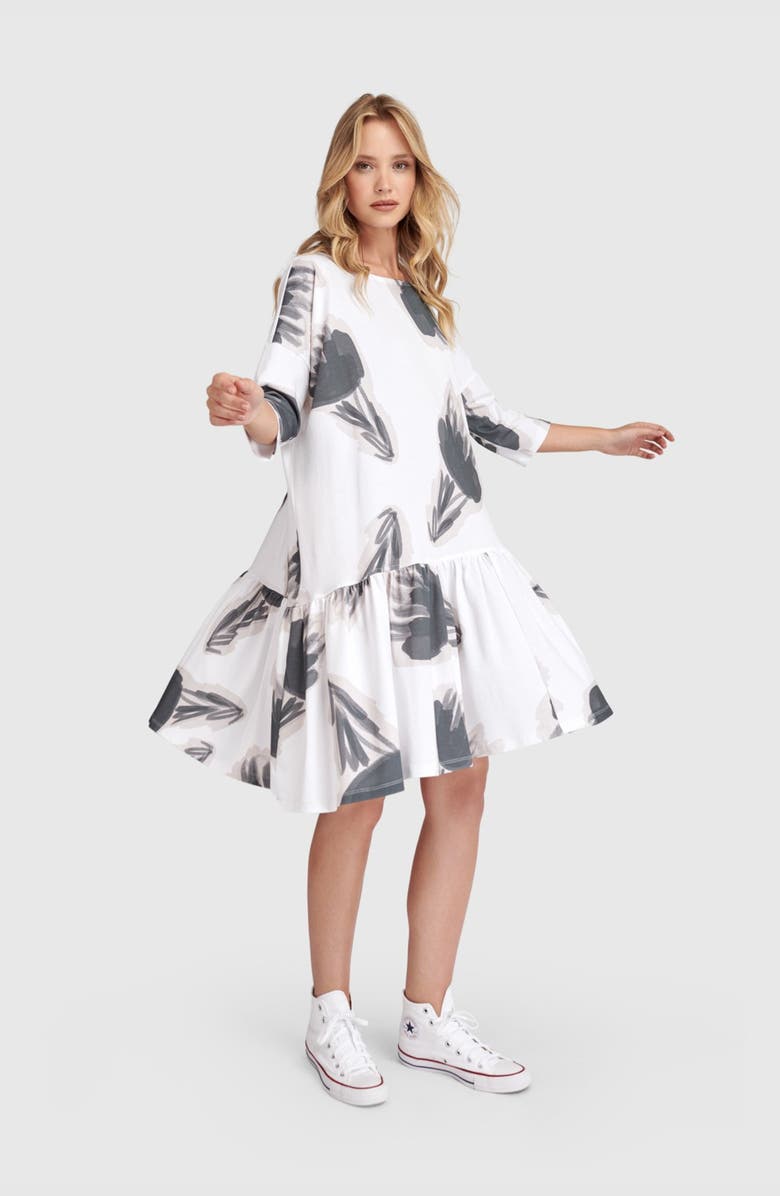 Alembika Feather Flounce Mini Dress, Alternate, color, Cloud