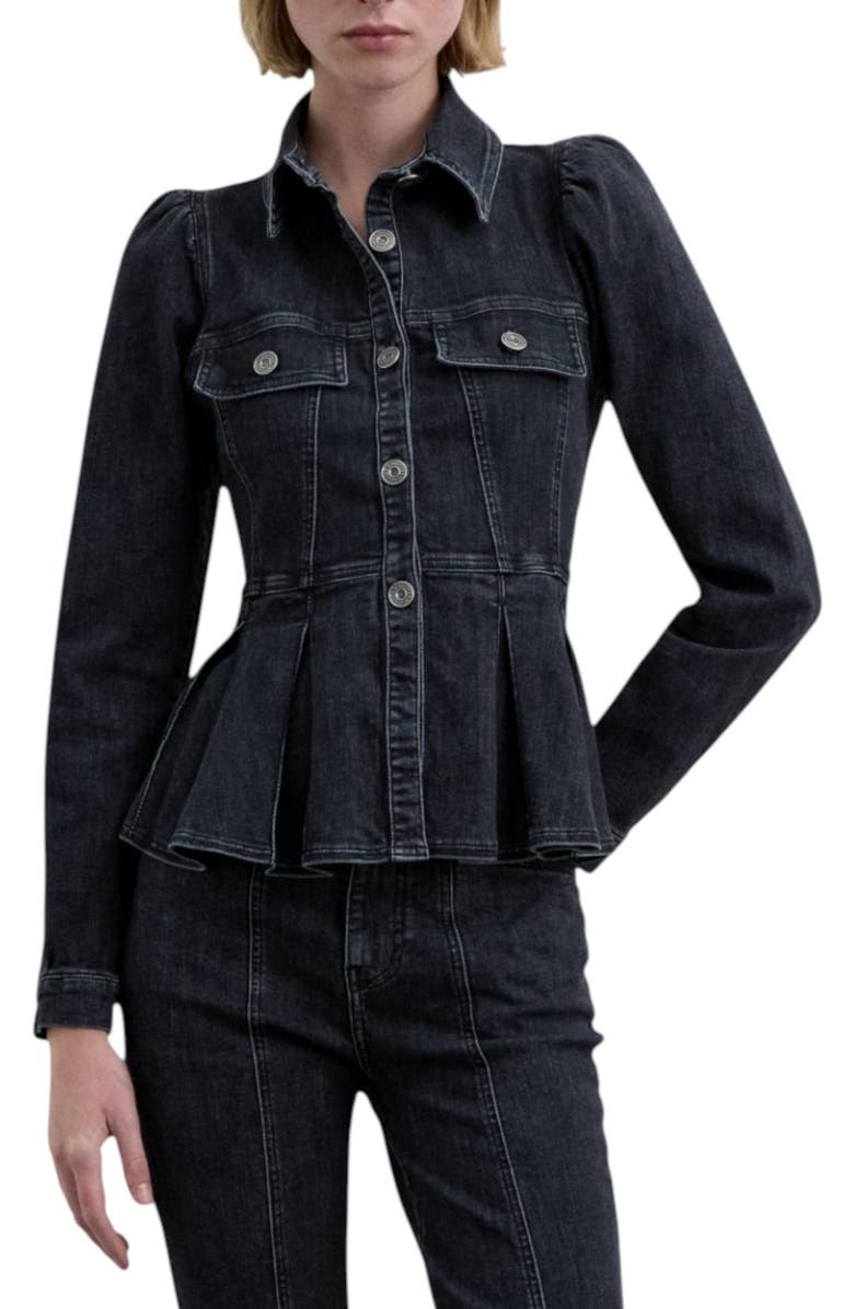 Scalpers Puffed Sleeve Denim Shirt, Main, color, Darkgrey