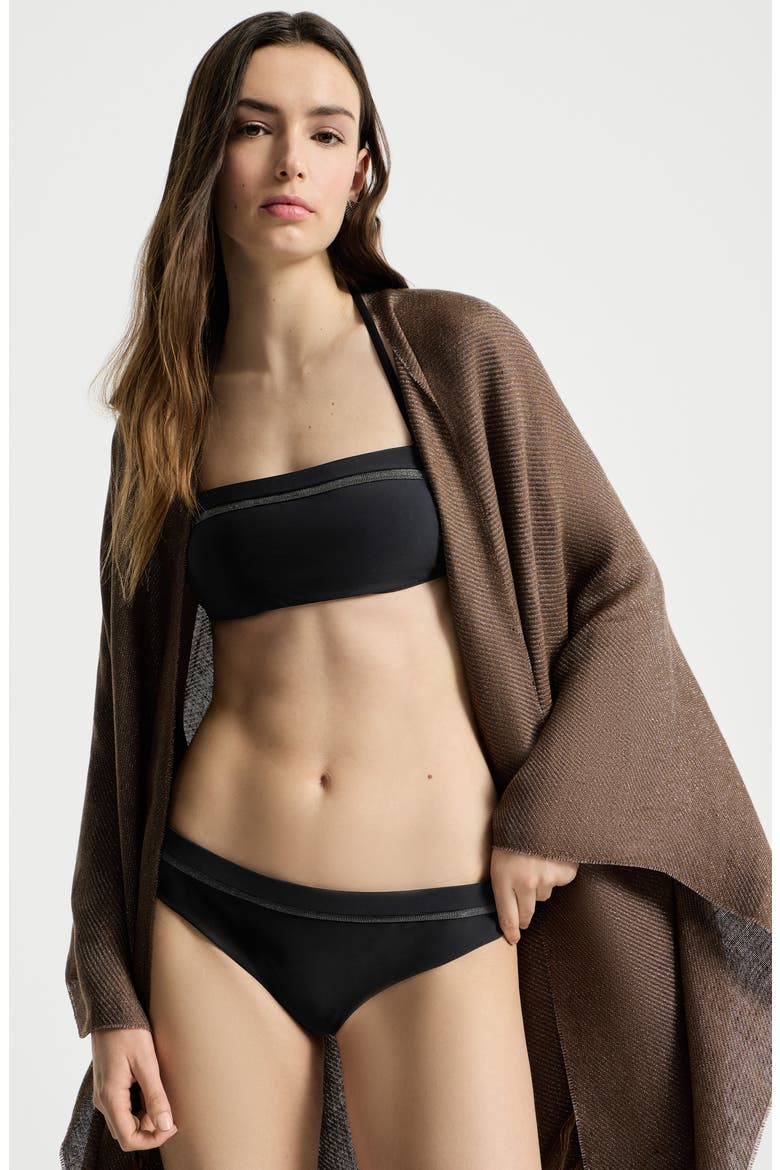 Bikini bandeau top with monili, Alternate, color, Black